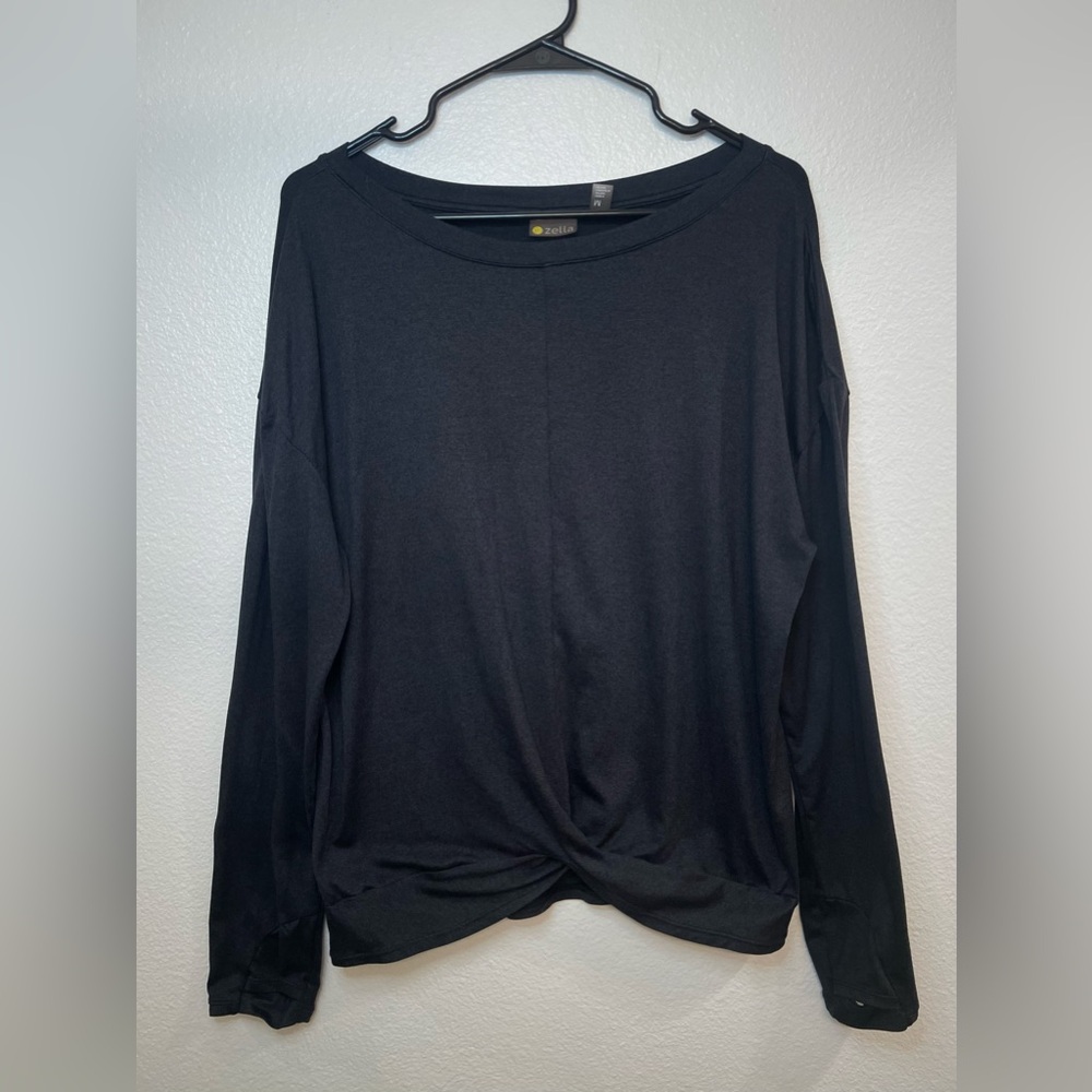 Zella Women’s Black Long Sleeve Twist Knot Top Size M‎